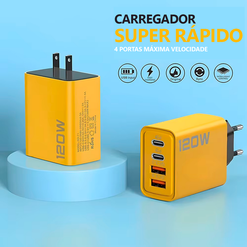 Super Carregador USB 4 Portas PLUS