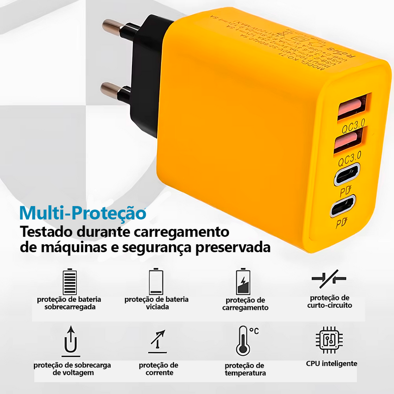 Super Carregador USB 4 Portas PLUS